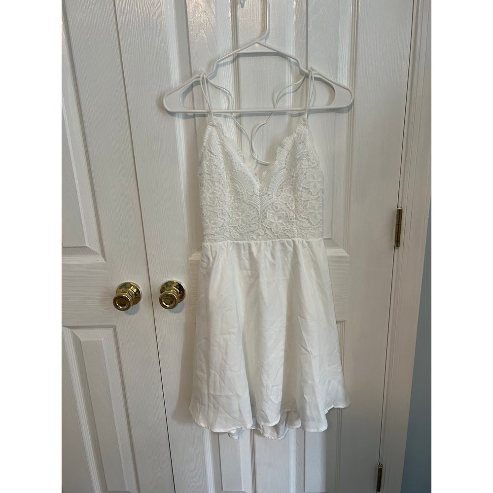 SHEIN White Lace Backless Mini Dress